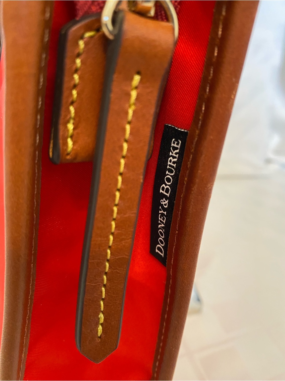 Dooney & Bourke Wayfarer Letter Carrier Nylon & Leather Crossbody bag, Red & Tan - Picture 6 of 17